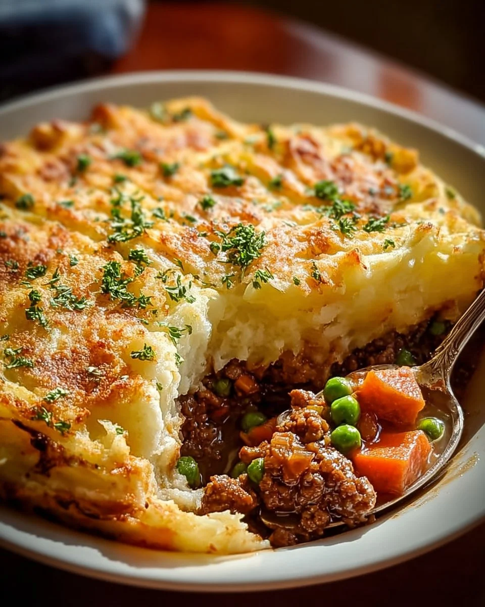 Vegan Shepherd's Pie with vegetables and mashed potatoes