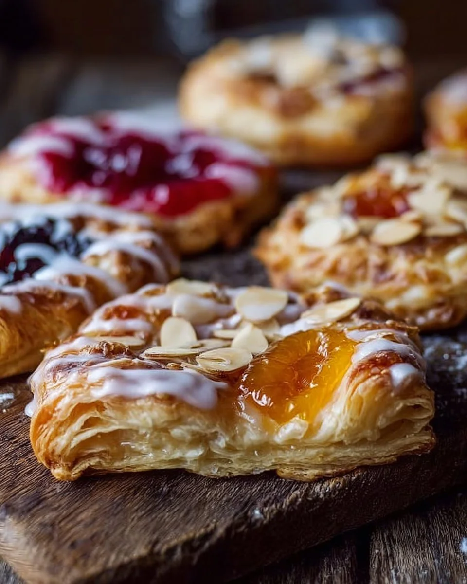 Freshly baked Almond Puff Loaf with flaky pastry and almond topping