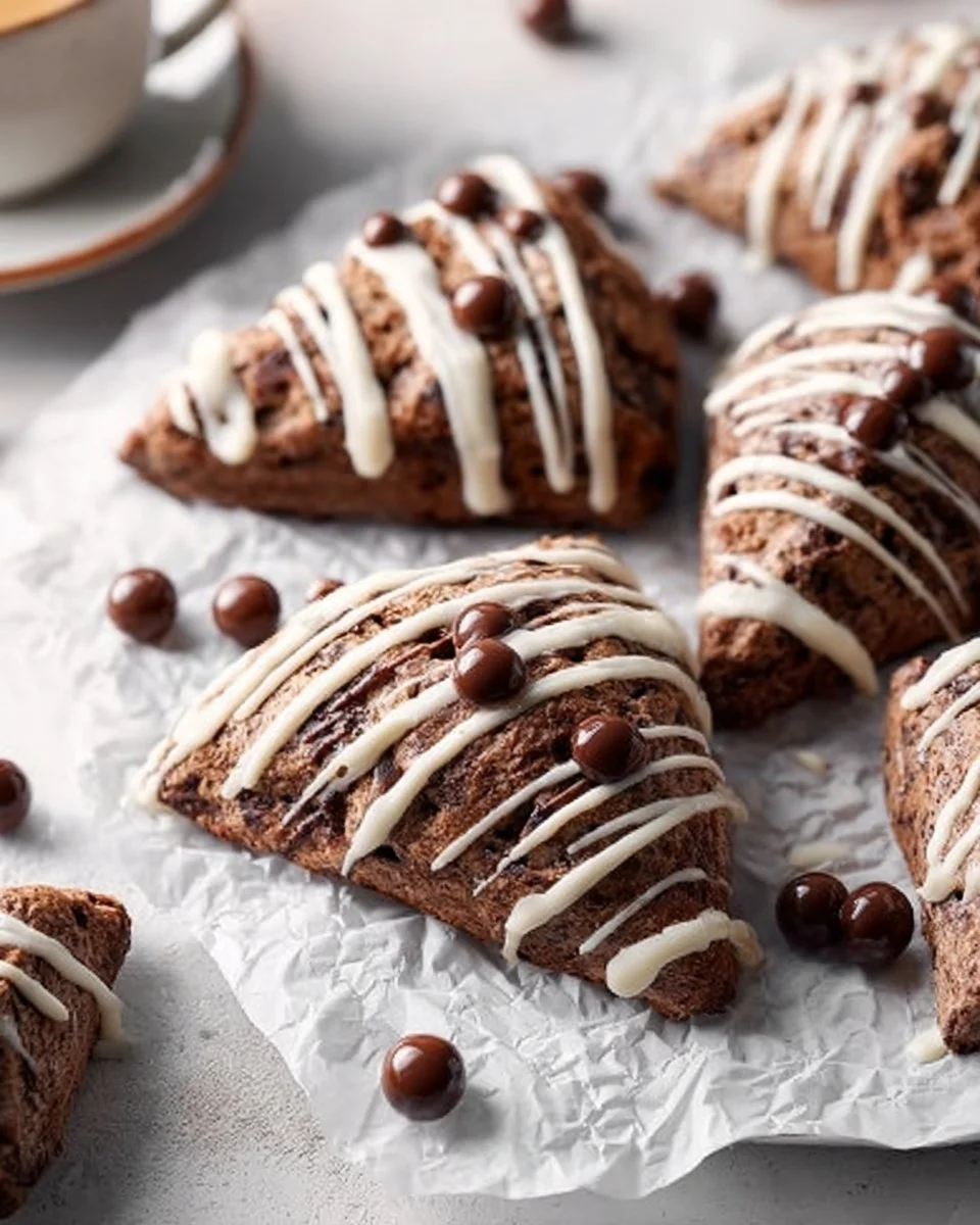 Delicious chocolate malted milk scones fresh out of the oven