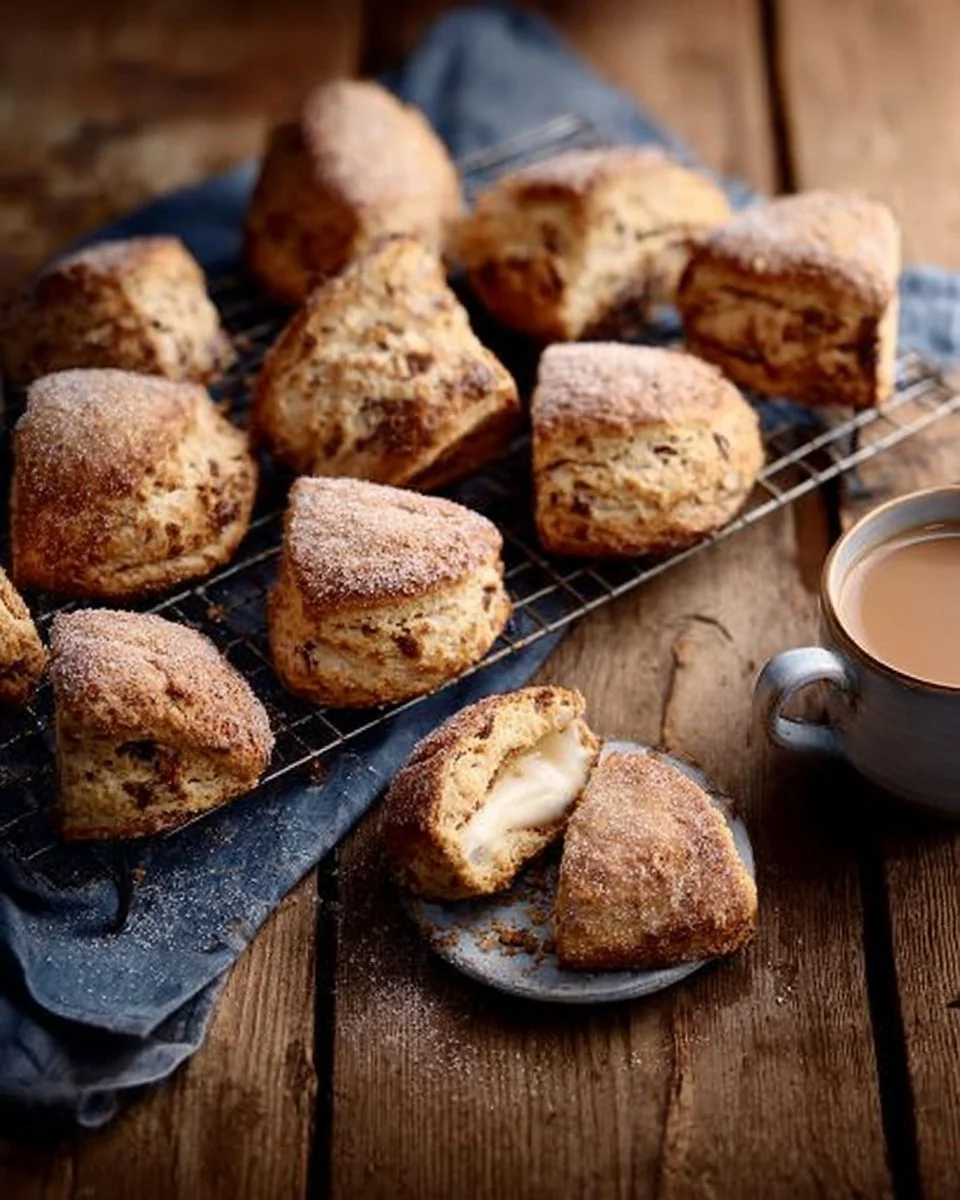 Freshly baked Cinnamon Smear Scones on a plate