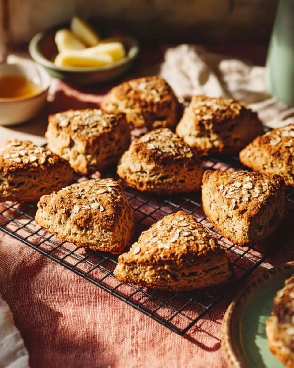Freshly baked ginger scones with a golden crust and flaky texture