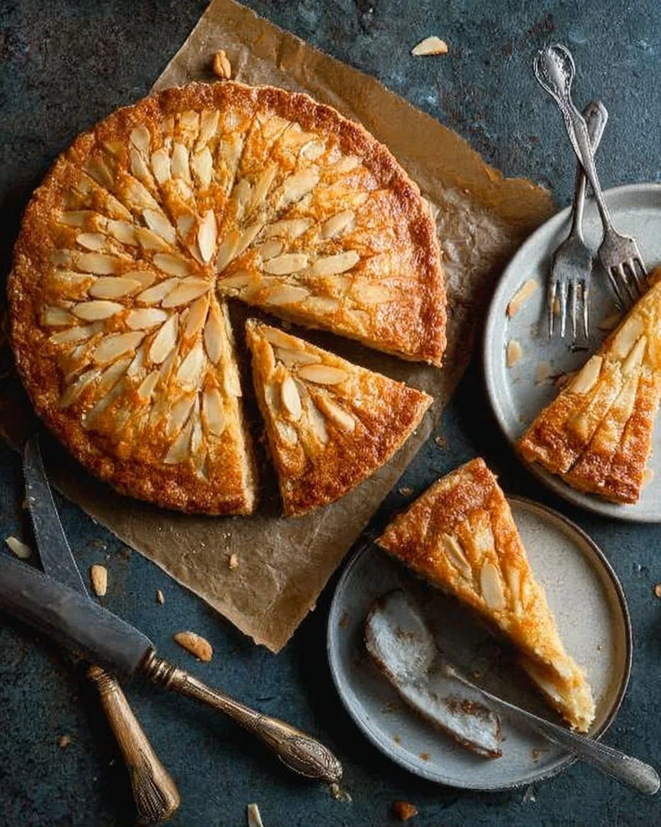 Delicious gluten-free almond galette with a golden crust and almond filling