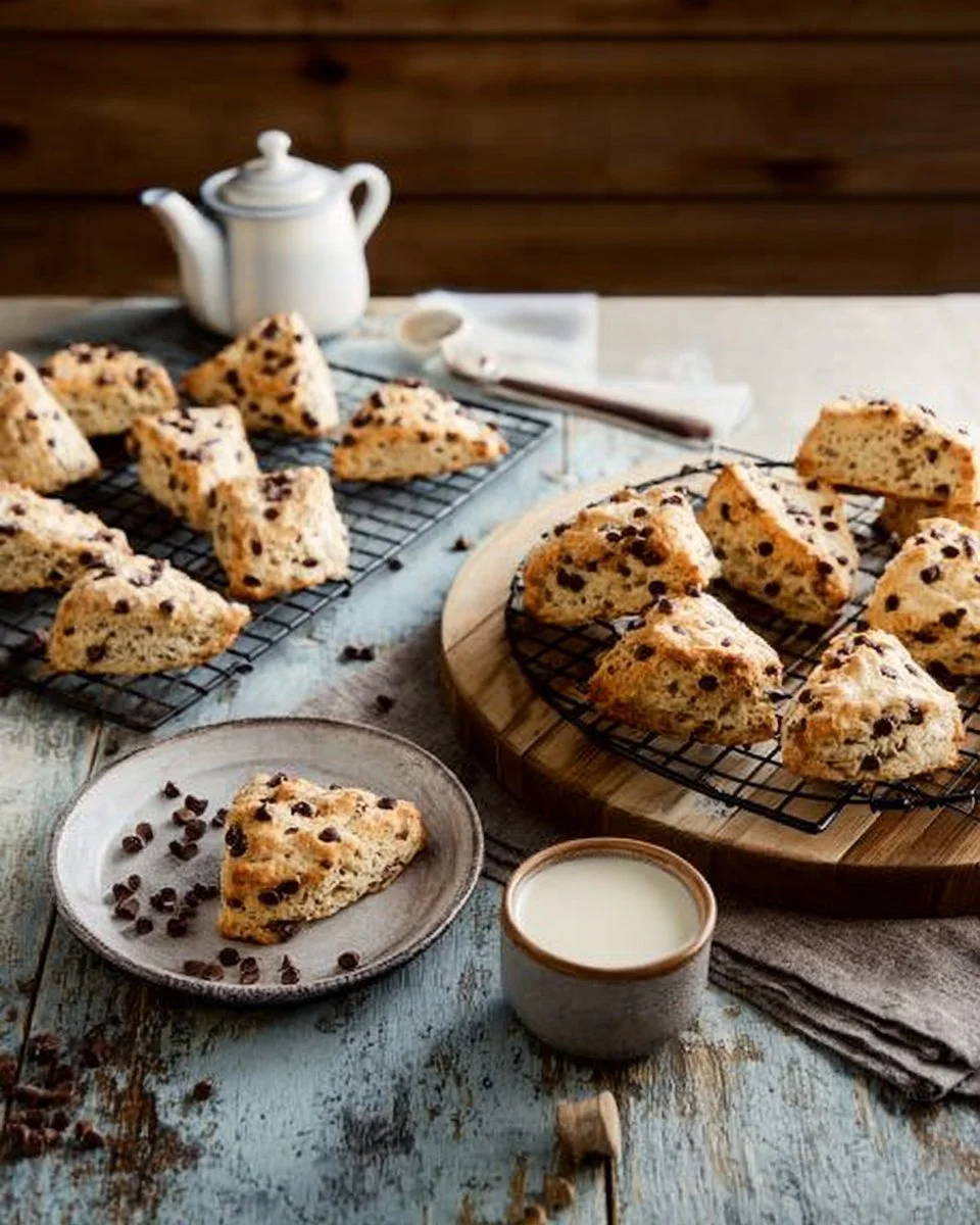 Plate of freshly baked mini scones with clotted cream and jam